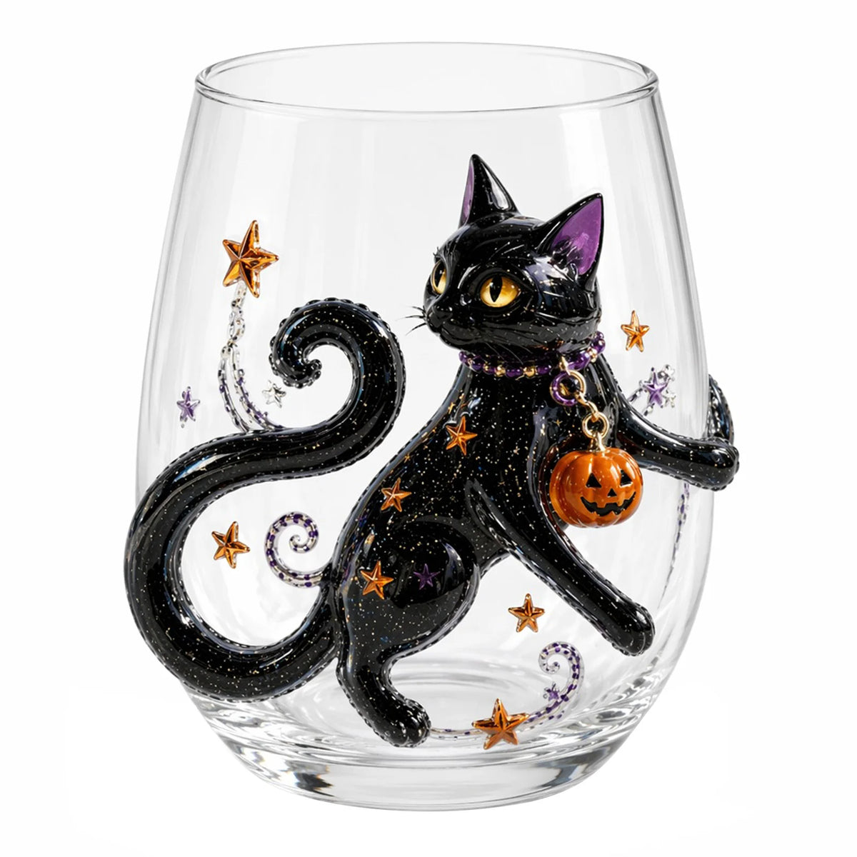 3D Halloween Artisan Glassware Collection Witchy Gothic Glass Set Manual Stemless Wine Glasses for Luminous Fall Sips Gifts