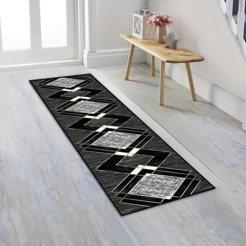Modern Rhombus Design Kitchen Mat Entrance Doormat Decor Corridor Balcony Rugs Bathroom Anti-slip Foot Mat Bedroom Beside Carpet