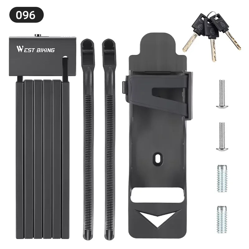 WEST BIKING Foldable Bike Lock Portable Anti-Theft Security Folding Padlock for MTB Road Bike E-bike Scooter Bicycle Accessories
