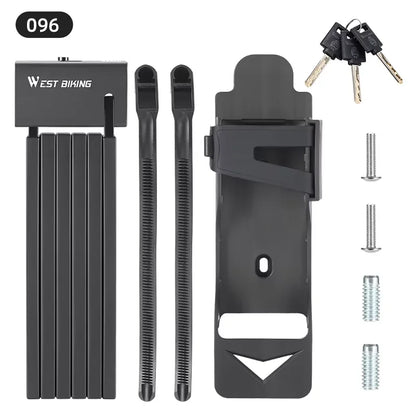 WEST BIKING Foldable Bike Lock Portable Anti-Theft Security Folding Padlock for MTB Road Bike E-bike Scooter Bicycle Accessories