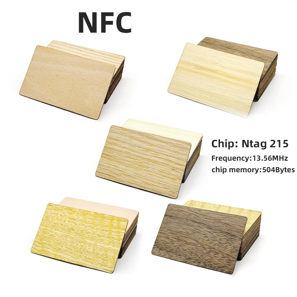 5Pcs Wooden Card NFC215 Card 13.56MHZ RFID Tag 504Bytes