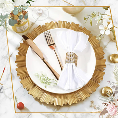 100/50/30/20/10 Pack Gold Charger Plates Luxury Set for Wedding Table Dinner Birthday Party Reception Banquet Holiday Home Decor
