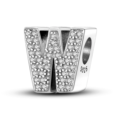 Fit Original Bangle Bracelet DIY A-Z Alphabet Charms Bead 925 Sterling Silver CZ Zircon LOVE Letter Dangle Pendant Jewelry Gift