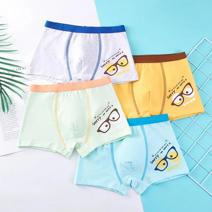 Children's Underwear For Kids Cartoon Shorts Cotton Underpants Boys Panties Car Penguin Pattern 4Pcs Lot