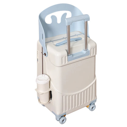 Baby Mother Travel Suitcase Children Can Sit and Ride Luggage with Cup Holder Trolley Case Lazy Walking Boarding Suitcases