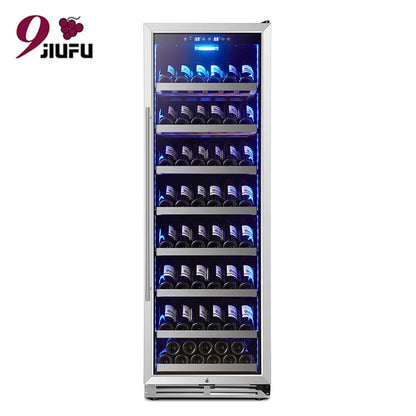 High-end Stainless Steel Wine Cooler Beech Wood Display Shelf Beverage Fridge for Vintage Wine Storage Home Bar Club Pro