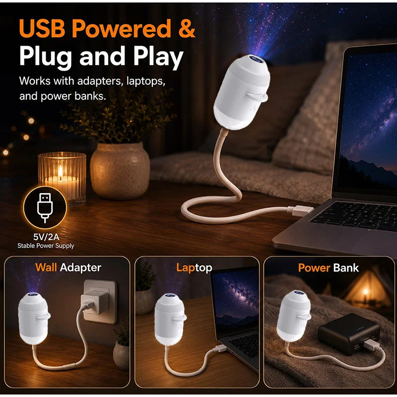 HD 4K Star Galaxy Projector Light 24 In 1 360 Degree Rotatable USB Holographic Night Lamp Eye Friendly Ambient Light For Bedroom