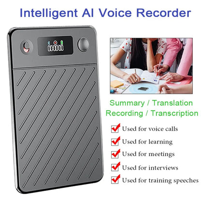 AI Voice Recorder with Display Screen 8-256GB Intelligent Note Voice Recorder Smart Transcription Summarization and Translation