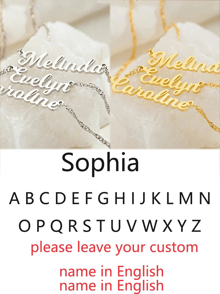 Custom Different Font Name Pendant Necklace for Woman Girls Stainless Steel Nameplate Personalized Choker Necklaces Jewelry Gift