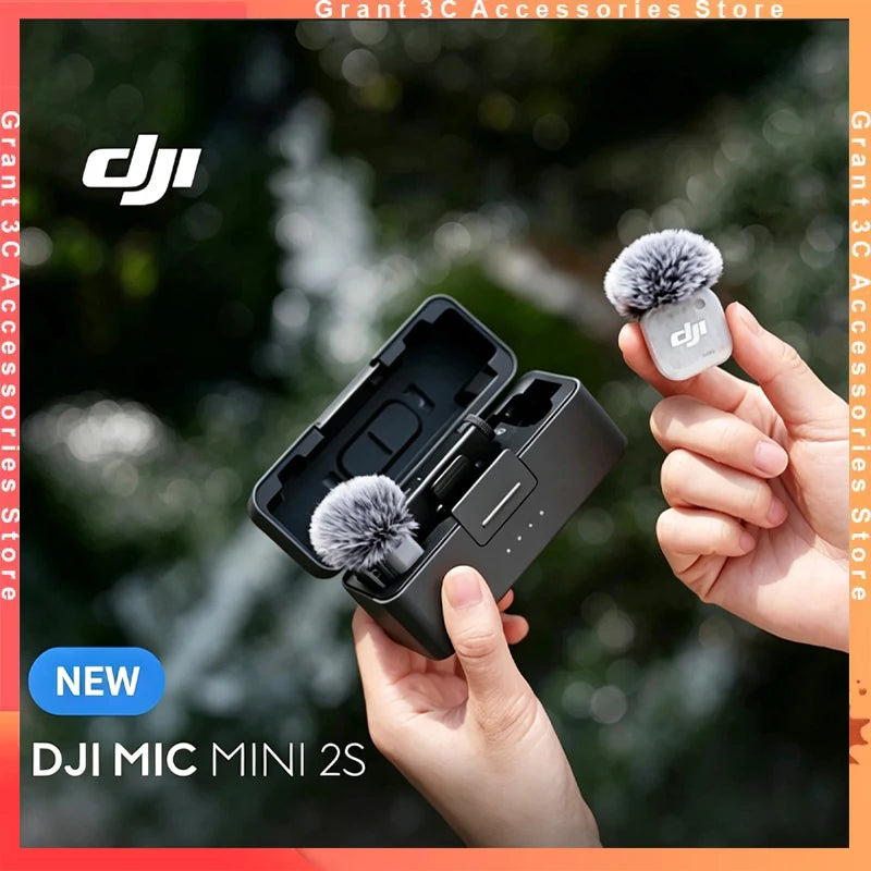 For DJI Mic Mini 2S Wireless Lavalier Mic 1TX/2TX 1RX Built-in Recording 32-bit Float AI Noise Reduction Mic for Camera Phone