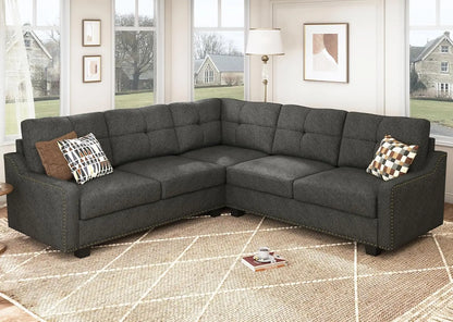 Convertible Sectional Sofa L Shaped Couch,Velvet Black, Custom