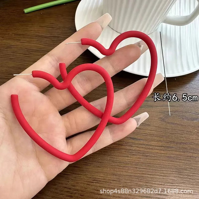 Simple Big Round Star Heart Hoop Earrings For Women Geometric Plastic Exaggerated Earring Hyperbole Trendy Ring Earrings Jewelry