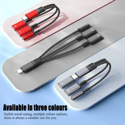 PD 60W Type C to Dual Type C 3.5mm Headphone and Charger Adapter 3 In1 USB C to AUX Audio Jack Dongle Cable For Samsung IPhone16