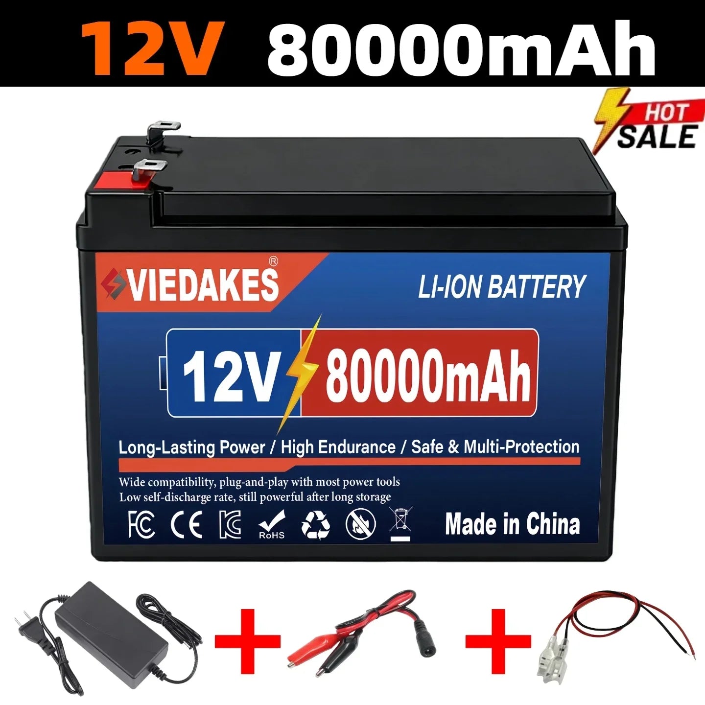 VIEDAKES Brand New 3S7P 12V 100Ah LiFePO4 18650 Battery Pack Power Bank Lightweight Design for Hiking Backpacking Trips