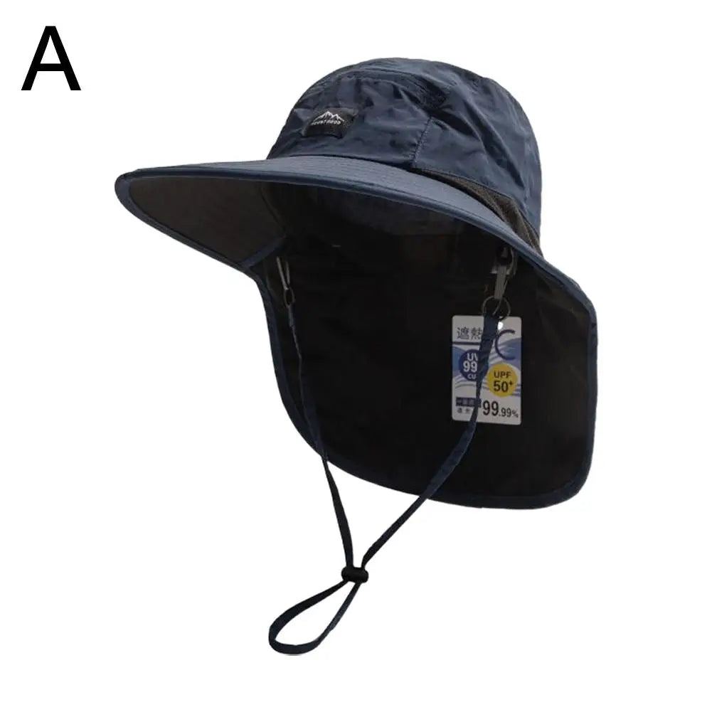 1Pc Outdoor Sun Hat Anti-UV Sun Protection Fisherman Hat Windproof Quick-Dry Neck Protection Mesh Breathable Thin Camping Cap
