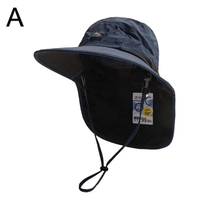 1Pc Outdoor Sun Hat Anti-UV Sun Protection Fisherman Hat Windproof Quick-Dry Neck Protection Mesh Breathable Thin Camping Cap