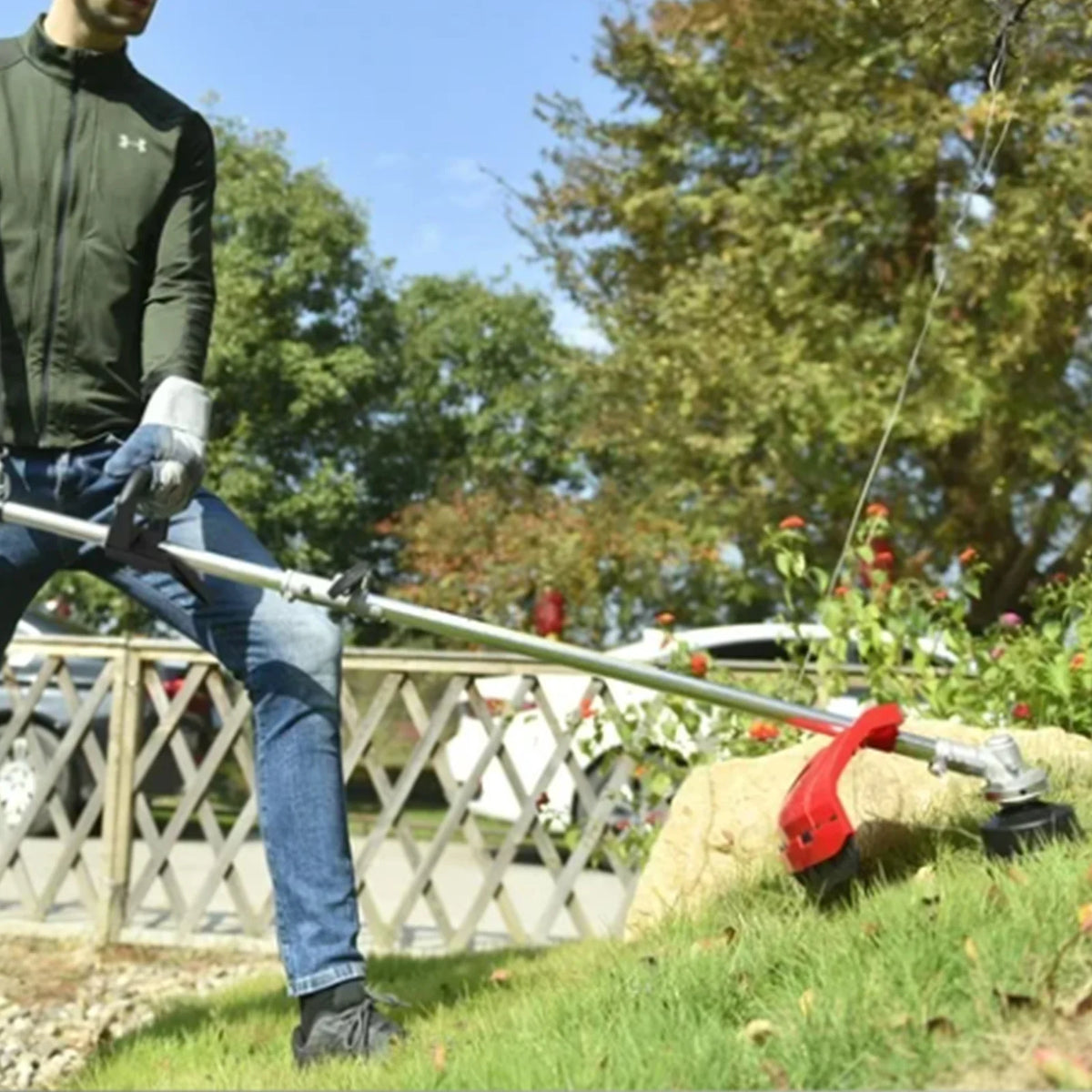 4-Stroke Gas Weed Eater 31cc 15lb 13 in Straight Shaft Trimmer Cordless Weed Wacker Light High-Power for Lawns and Garden Care