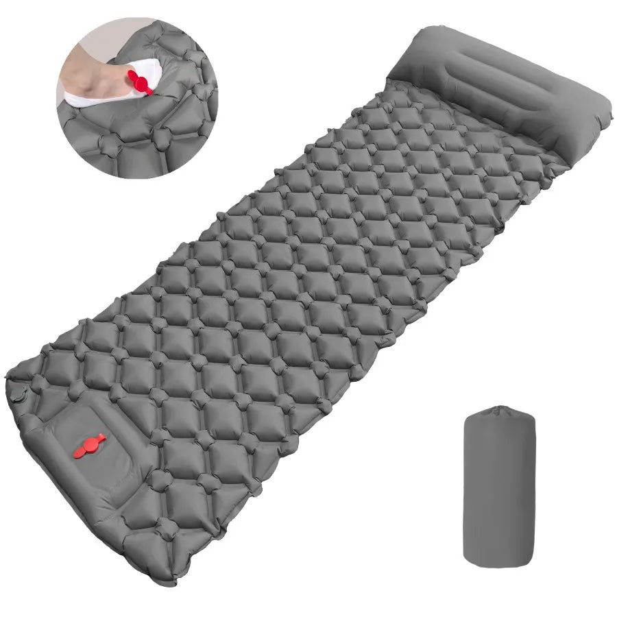 Outdoor Camping Inflatable Mattress Sleeping Pad With Pillows Ultralight Air Mat Built In Inflator Pump Hiking