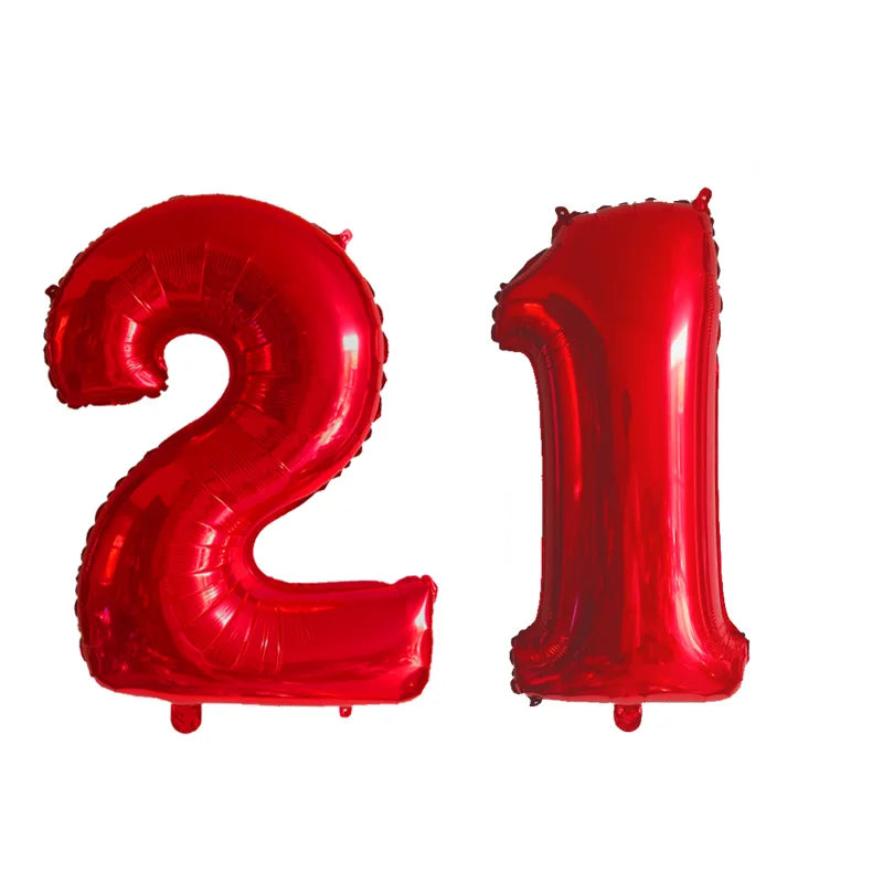 2Pcs 32 Inch Gold Silver Black Blue Red Helium Foil Number Balloon 16 17 18 19 20 21 Happy Birthday Party Decoration Supplies