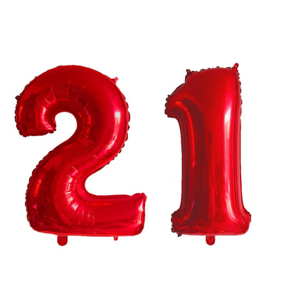 2Pcs 32 Inch Gold Silver Black Blue Red Helium Foil Number Balloon 16 17 18 19 20 21 Happy Birthday Party Decoration Supplies