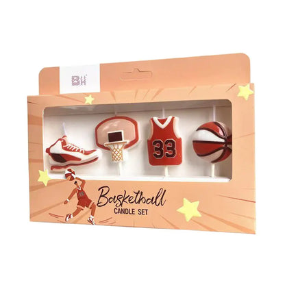 4Pcs Basketball Themed Candle Cake Decoration Basketball Clothes Sneakers Ball Frame Candles Birthday Celebration Baking Plugin