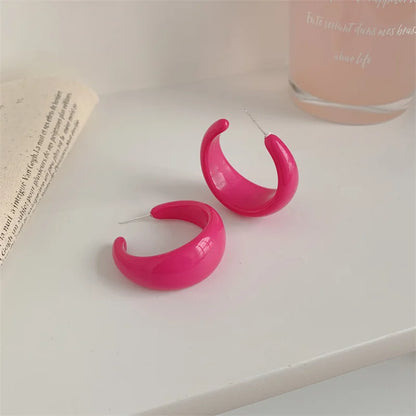 Simple Big Round Star Heart Hoop Earrings For Women Geometric Plastic Exaggerated Earring Hyperbole Trendy Ring Earrings Jewelry