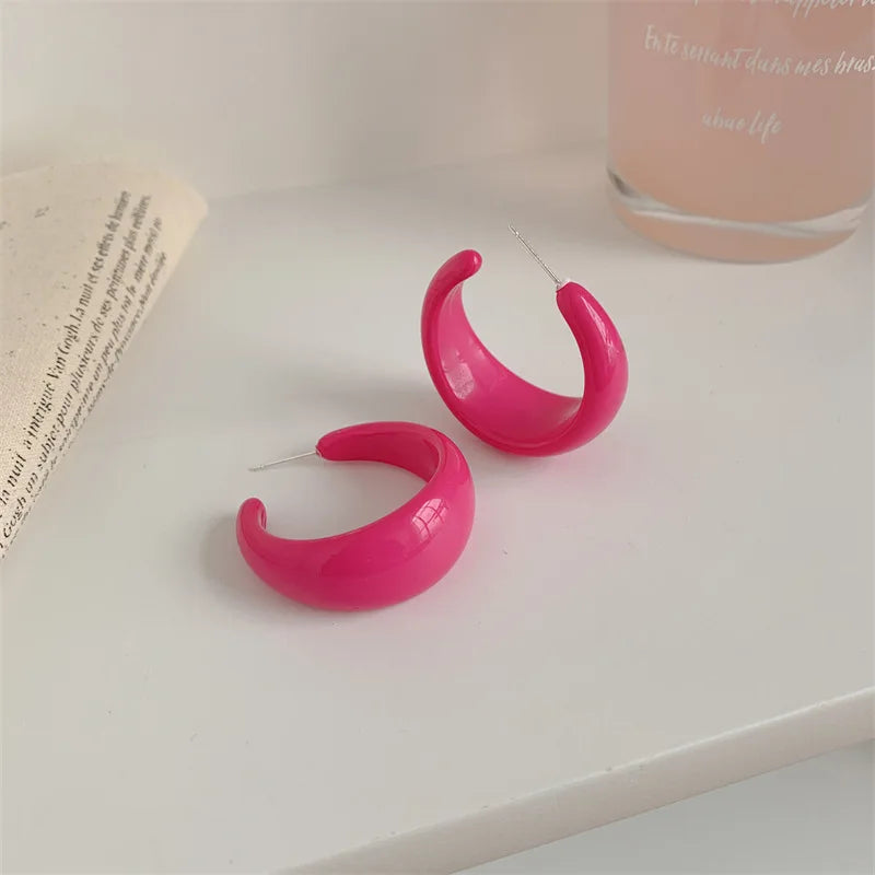 Simple Big Round Star Heart Hoop Earrings For Women Geometric Plastic Exaggerated Earring Hyperbole Trendy Ring Earrings Jewelry