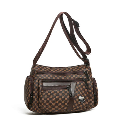 Everyday Versatile Rhombus Pattern Crossbody Bag Trendy Two Color Option, Multi Compartment Layout for Weekend Short Trips