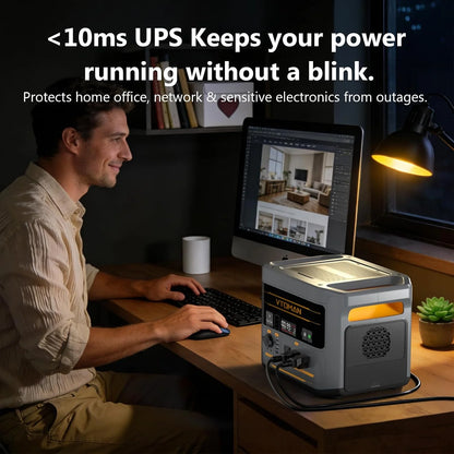 VTOMAN FlashSpeed 2400 Portable Power Station, 1408Wh LiFePO4 Battery, 2400W (Peak 3200W), 58-Min Fast Charge, UPS Solar Generator for Home Backup, Camping, RV, Off-Grid Living & Emergency Power