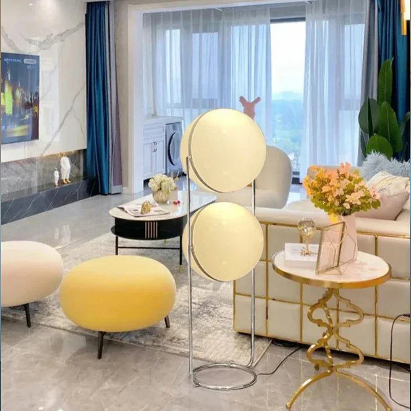 Modern Creative Floor Lamp White Yellow Acrylic Ball Standing Light Living Room Hotel Sofa Corner Decor Bedroom Bedside Lamps