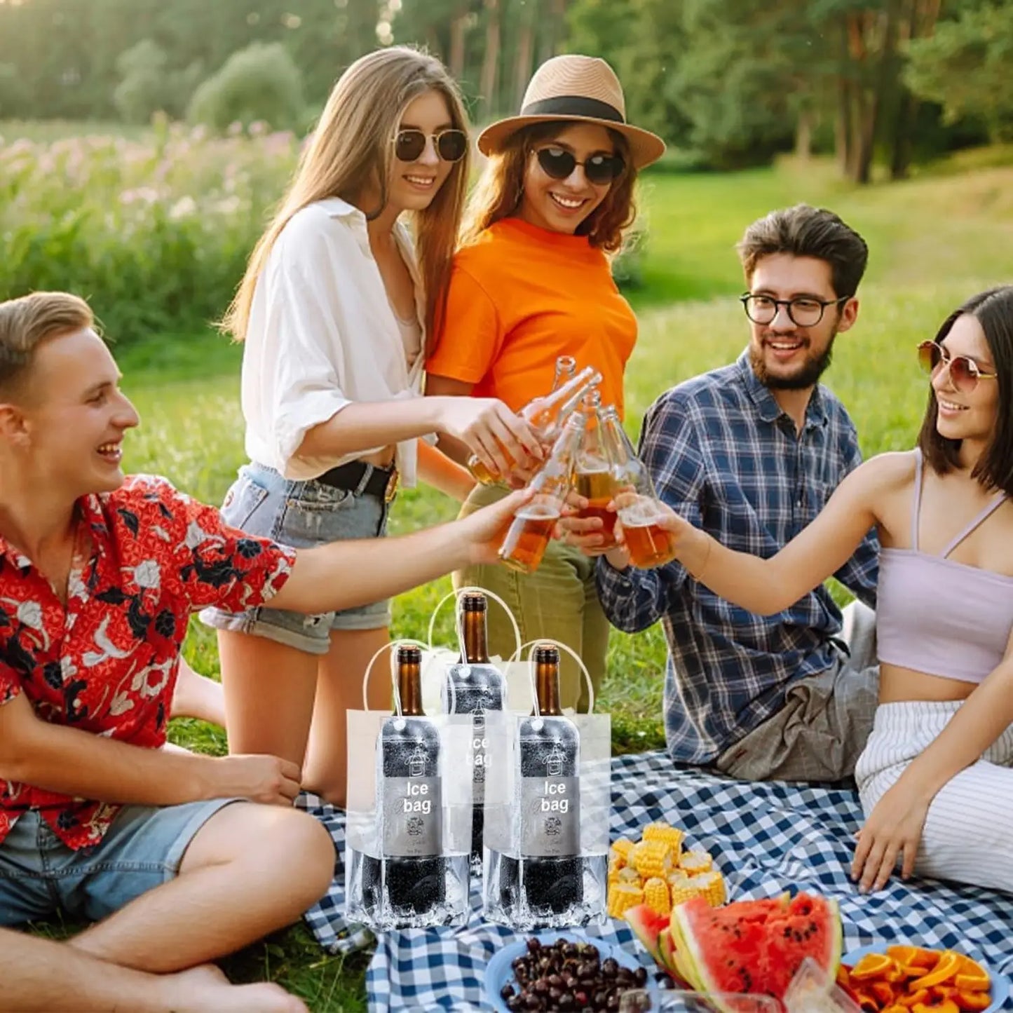 3/6 PCS Collapsible Clear Pouch Ice Wine Bag Portable Wine Cooler Bag Chiller Sleeves for Champagne Cold Beer Chilled Beverages