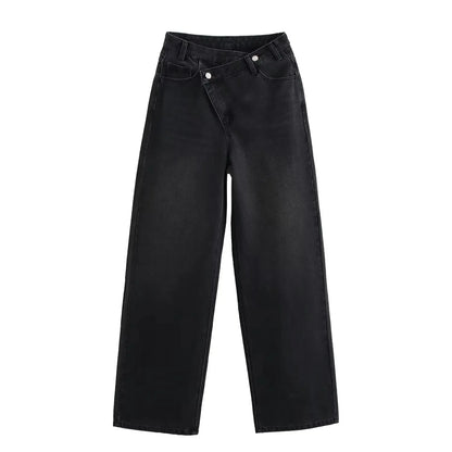 HH 2025 Summer Women's Fashionable Straight Jeans High Waist Vintage Zipper Women's Casual Jeans Commuting Streetwear Y2K