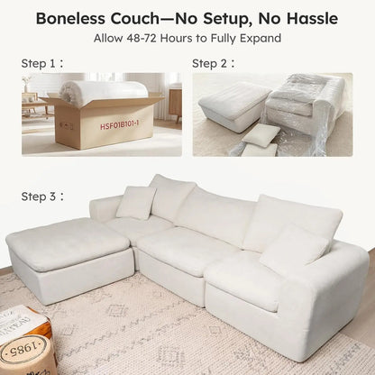 Oversized Modular Sectional Sofa, Boneless Cloud Couch with L-Shaped Chaise, Upholstered Deep Seat Comfy Couch for, Custom