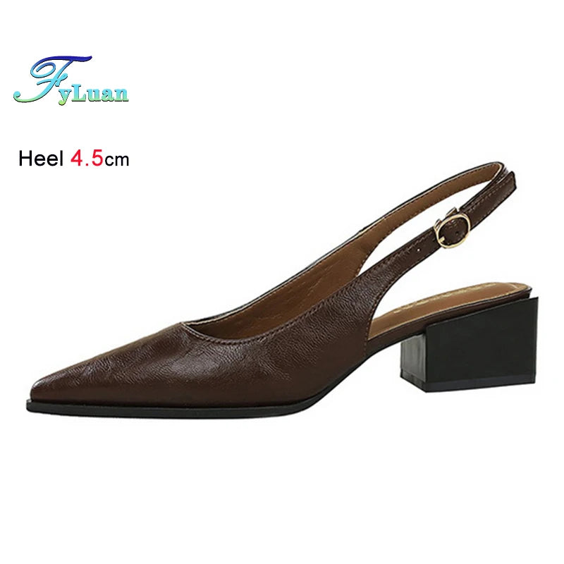 New Product Medium Heel Women Single Shoes Pointed Toe Shallow Mouth Ladies Pumps Coarse Heels Comfortable Work High Heels Shoes