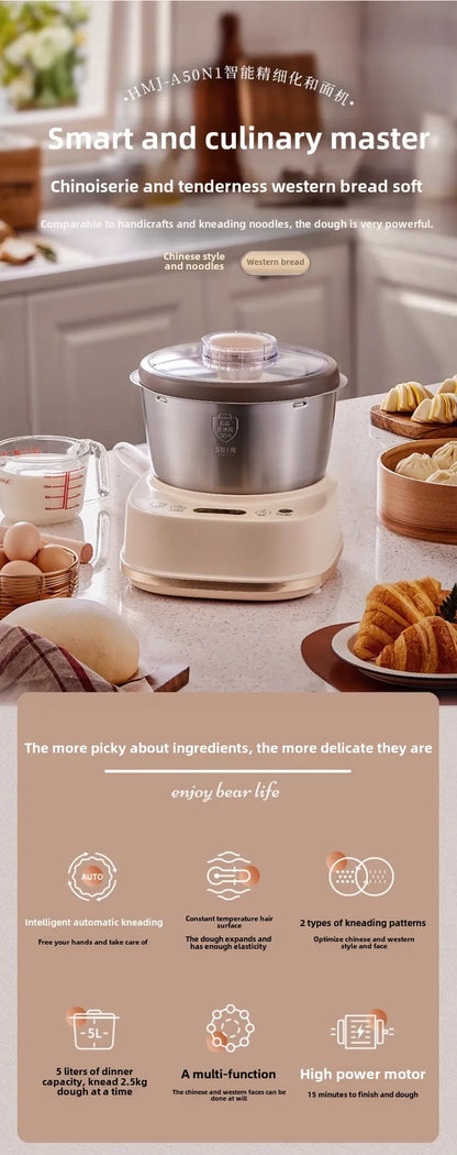 Small dough mixing machine 5L household timed automatic dough kneading machine