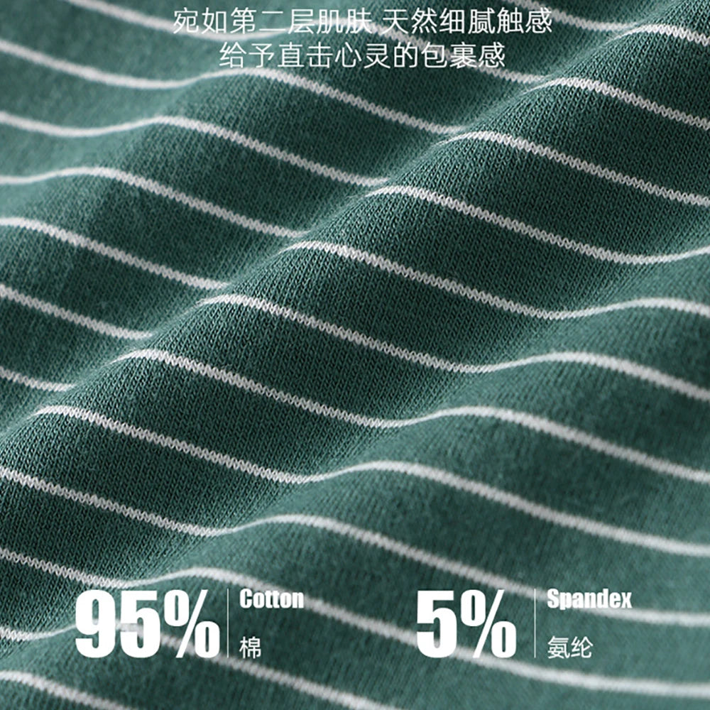 3PCS/Pack 100% Cotton Soft Panties Woman Trendy Striped Female Underwear Summer Breathable High Elastic Mid-rise Waist Boyshort