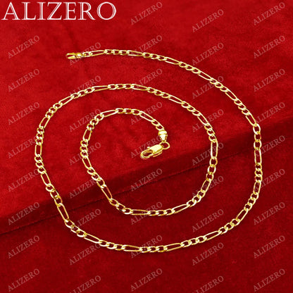 Alizero 18K Gold 4MM Figaro Chain Necklace Fashion Hip Hop Punk