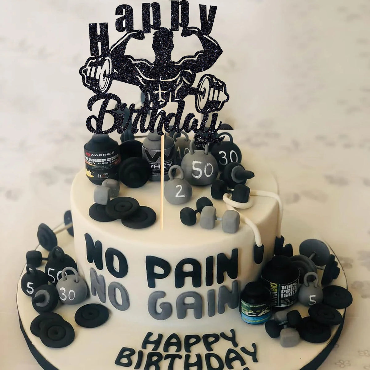 Muscular Man Cake Topper Happy Birthday Sports Fitness Themed Muscle Man Cupcake Topper Dessert Decoration Baking Supplies Diy