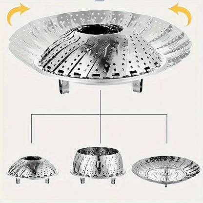 Stainless Steel Steamer Basket - Expandable 6-10.5" Foldable for Pots | Healthy Veggie Steamer Rack, Durable & Easy Clean