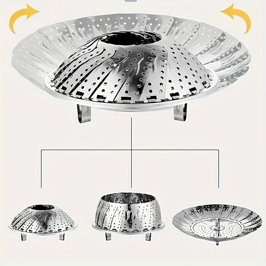 Stainless Steel Steamer Basket - Expandable 6-10.5" Foldable for Pots | Healthy Veggie Steamer Rack, Durable & Easy Clean