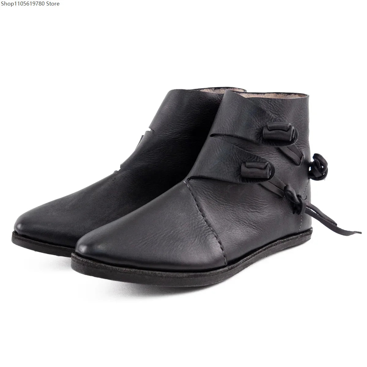 Renaissance Medieval Retro Royal Men's Shoes Medieval Imitation Leather Polish Aristocratic Renaissance Cosplay Bandage Boots