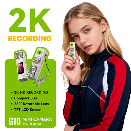 Lenovo G10 Lipstick CCD 2K Mini Thumb Camera Student Action Camera 61° HD Wide-angle Photo Video Recorder in DOPAMINE Colorway