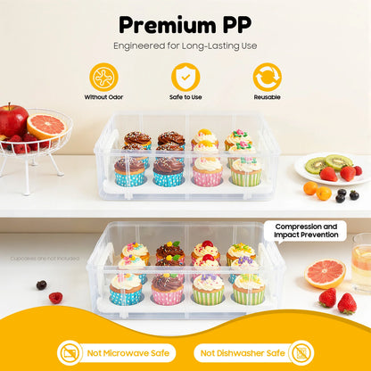4-Tiers Cupcake Carrier 48 Holes Cakes Holder Bread Storage Display Box for Wedding Birthday Party