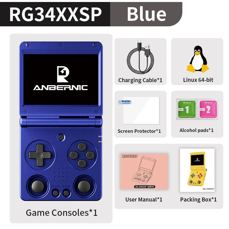 Anbernic RG34XXSP RG35XXSP Flip Handheld Game Console IPS Screen Linux 64-bit Collapsible Retro Video Gaming Player 5000+ Games