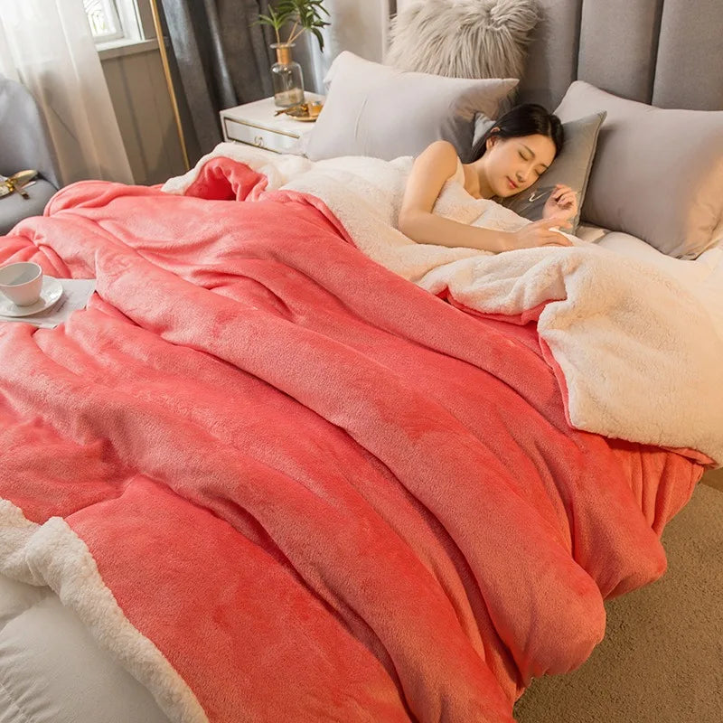 Sherpa Blanket Twin Warm Bed Blanket for Winter Cozy Soft Fuzzy Couch Throw Flannel Fleece/Wool Like Reversible Plush Blanket