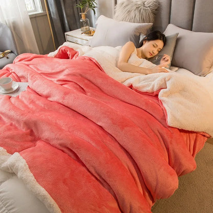 Sherpa Blanket Twin Warm Bed Blanket for Winter Cozy Soft Fuzzy Couch Throw Flannel Fleece/Wool Like Reversible Plush Blanket