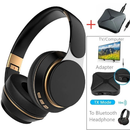 Wireless TV Headphones Bluetooth 5.0 USB Adaptor Stereo Headset Foldable Helmet Earbuds with Mic for Samsung TV PC Music