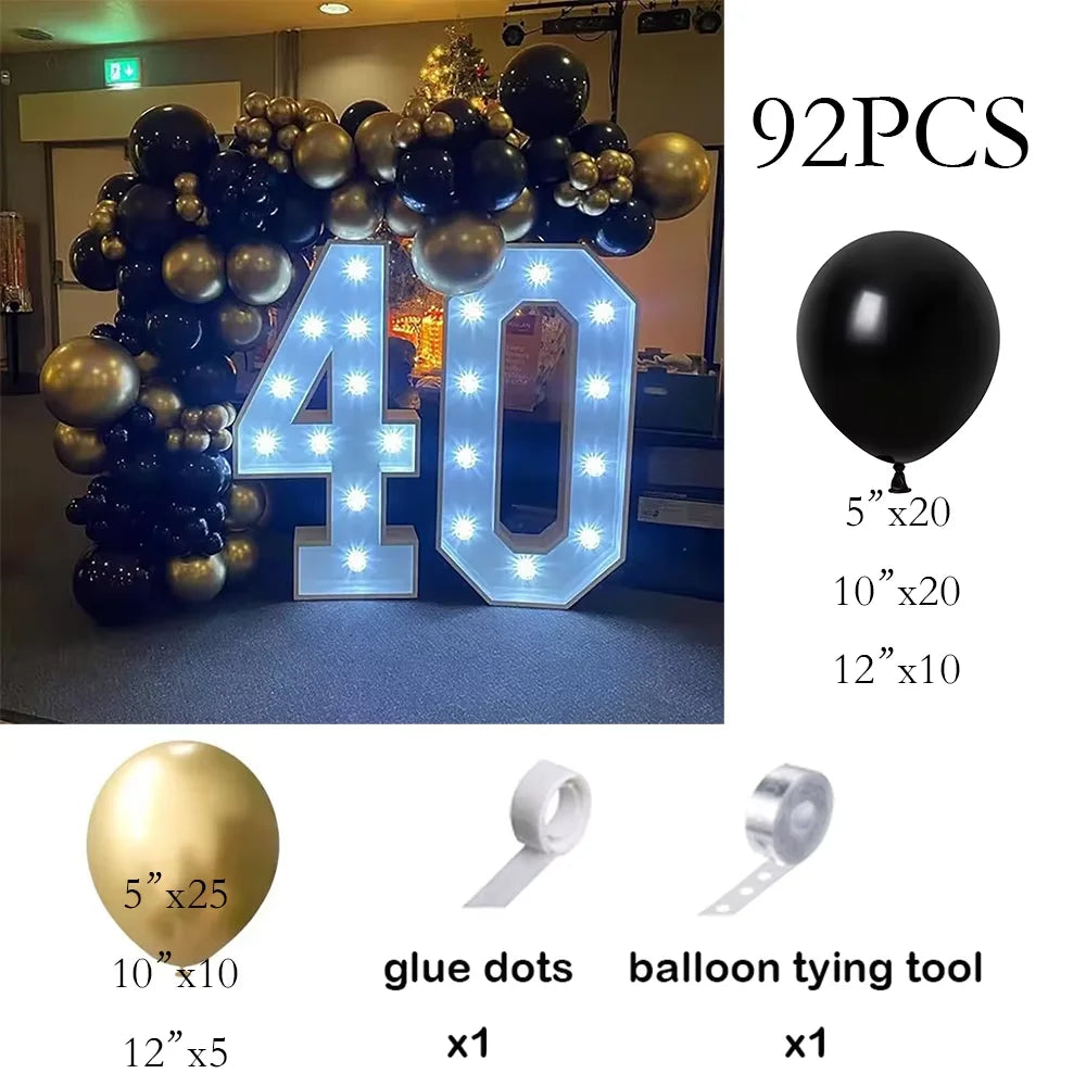 Metallic Gold White Balloons Garland 30th Birthday Party Decor Balloon Arch Kit Wedding Graduation Anniversary Decoration Globos
