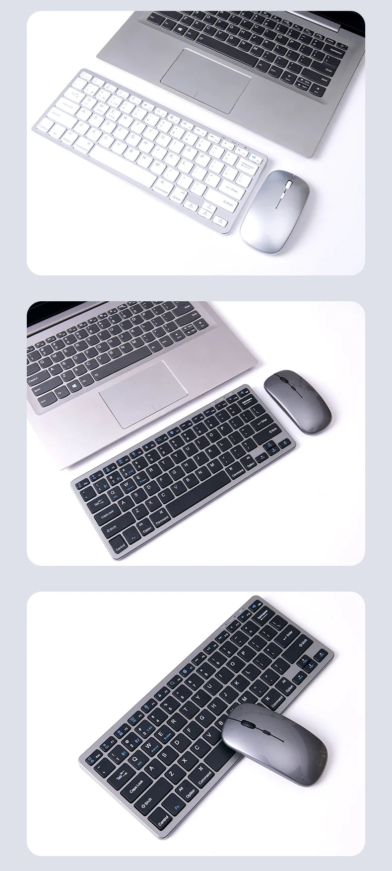 NexusClick 2.4G Wireless Keyboard Mouse Combo, Ergonomic Rechargeable Mini Multimedia Office Keyboard Set For PC Laptop Macbook