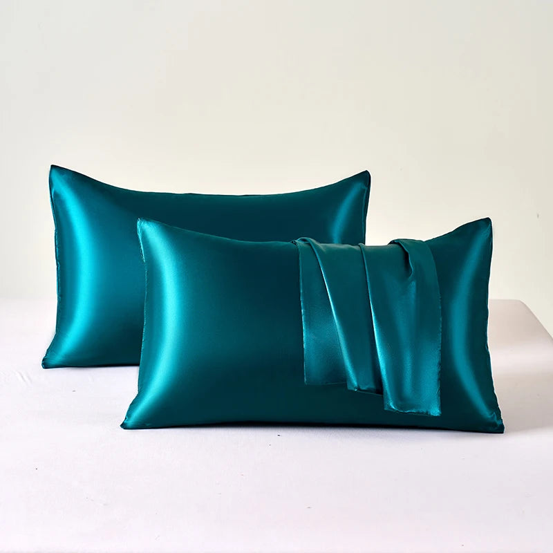 Polyester Satin Pillowcase Set | Two Covers with Envelope Closure | Bedroom & Guest Room